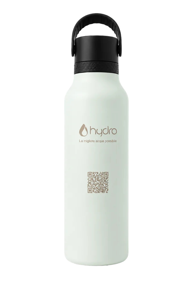 Borraccia riutilizzabile Hydro color avorio con tappo nero