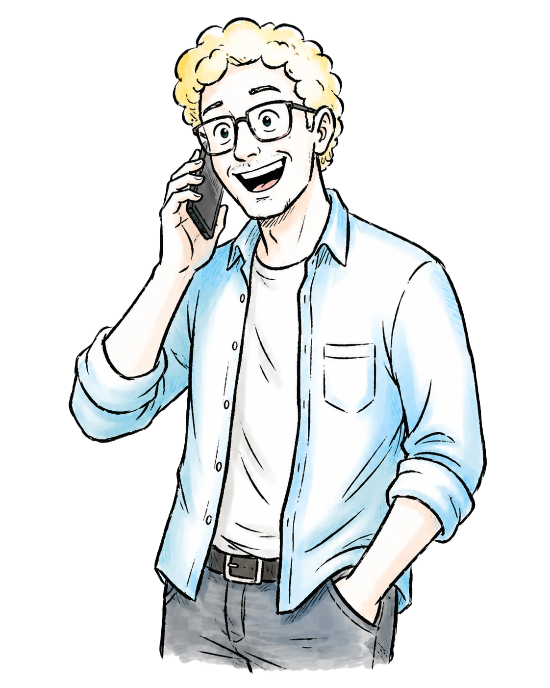 Persona felice al telefono con assistenza HydroRoma
